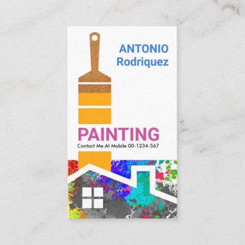 Brush Painting Over Paint Splatter Business Card