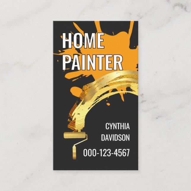 Brush Painting Paint Splatter  Business Card (Front)