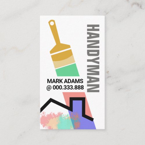 Brush Painting Paint Splattered Home Business Card