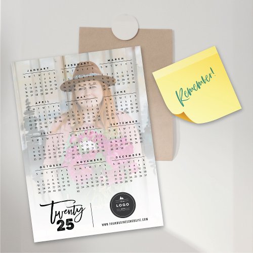 Brush Script 2025 Calendar Photo Magnetic Card