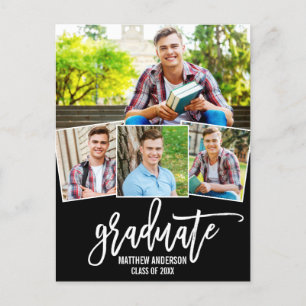 Brush Script 4 Photo Graduation Announcement