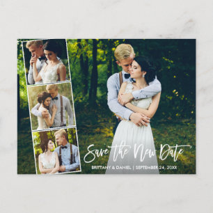 Brush Script 4 Photo Save The New Date Postcard