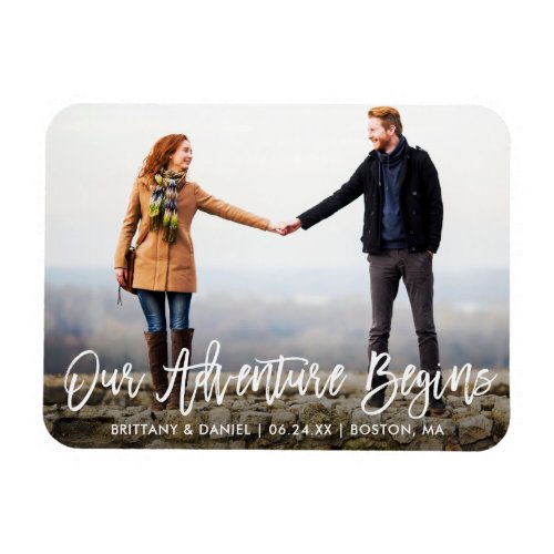 Brush Script Adventure Save The Date Photo Magnet