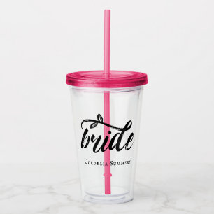 Brush Script Bride Add Name Acrylic Tumbler