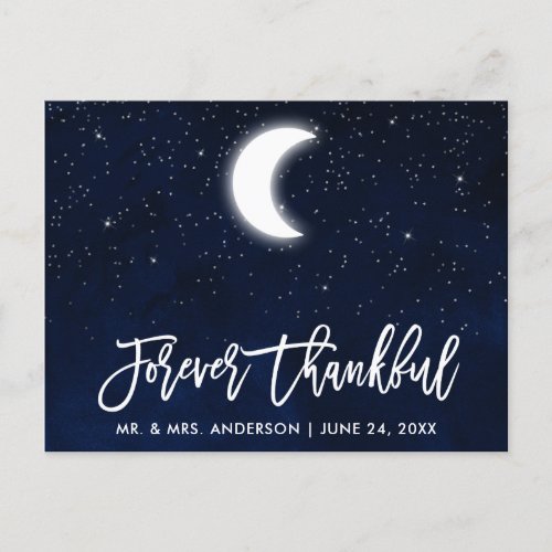 Brush Script Celestial Wedding Forever Thankful Postcard