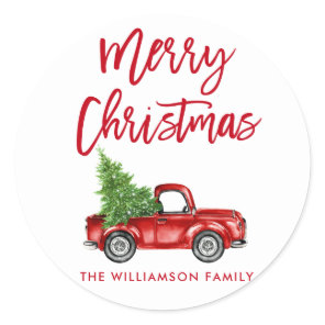 Brush Script Christmas Vintage Truck Envelope Seal