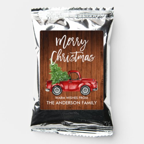 Brush Script Christmas Wood Vintage Red Truck Coffee Drink Mix