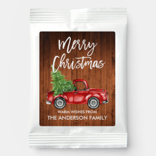 Brush Script Christmas Wood Vintage Red Truck Hot Chocolate Drink Mix