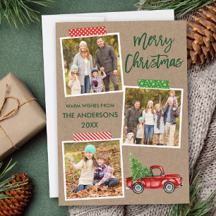 Brush Script Craft Tape Truck Christmas Kraft Holiday Card