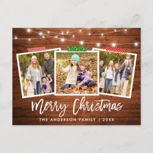 Brush Script Craft Tape Wood Lights Christmas Postcard