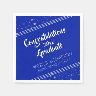Brush Script Editable Royal Blue Graduation Napkins