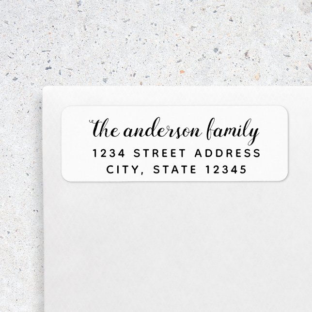 Brush Script Family Name Return Address Label (Creator Uploaded)