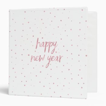 Brush Script Faux Rose Gold Glitter 3 Ring Binder by byDania at Zazzle