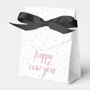 Brush Script Faux Rose Gold Glitter Favor Boxes