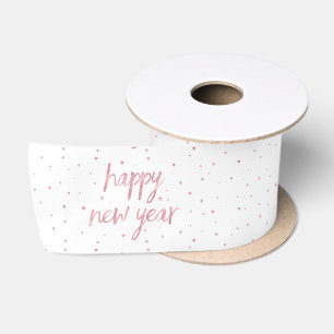 Brush Script Faux Rose Gold Glitter Satin Ribbon
