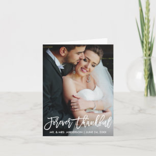 Brush Script Forever Thankful Wedding Modern Note Letterpress Thank You Card