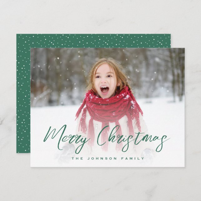 Brush Script Full Photo Christmas Holiday Card (Front/Back)