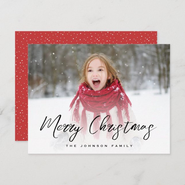 Brush Script Full Photo Christmas Holiday Card (Front/Back)
