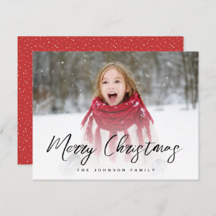 Brush Script Full Photo Christmas Holiday Card