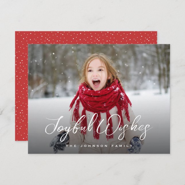 Brush Script Full Photo Christmas Holiday Card (Front/Back)