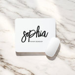 Brush Script Girly White Mouse Pad<br><div class="desc">Minimalist and modern mouse pad.</div>