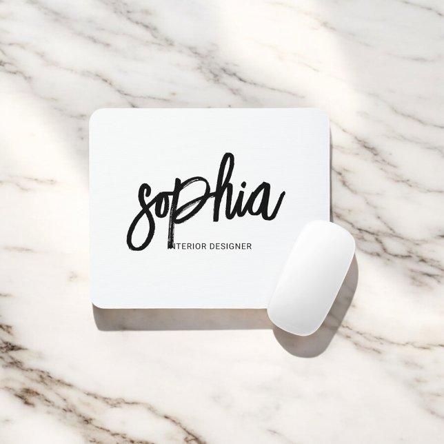 Brush Script Girly White Mouse Pad (Creator Uploaded)