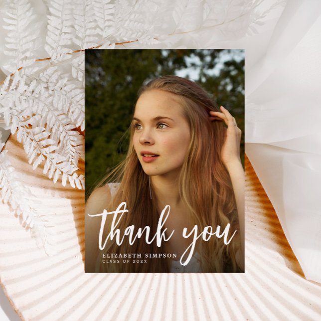 brush script graduation thank you photo card (Creator Uploaded)