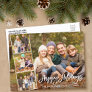 Brush Script Happy Holidays Family 4 Photo Postcard