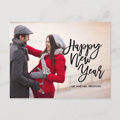 Brush Script Happy New Year Photo Holiday Postcard