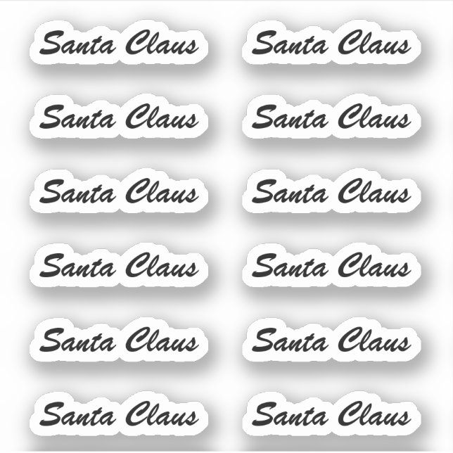 Brush Script Kiss-Cut Santa Claus Signature Sticker (Front)