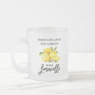 Brush Script Lemons Limoncello Frosted Glass Mug