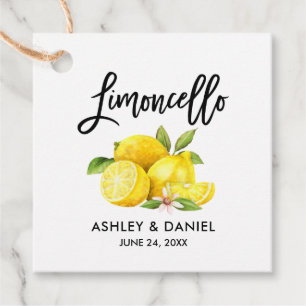 Brush Script Lemons Wedding Limoncello Kraft Favor Tags