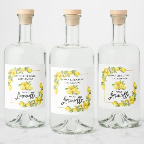 Brush Script Limoncello Lemons Liquor Bottle Label