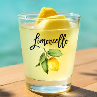 Brush Script Limoncello Watercolor Lemon Shot Glass
