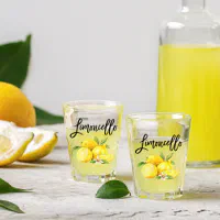 Premium Photo  Italian drink lemon liqueur limoncello in glasses on the  wooden table.