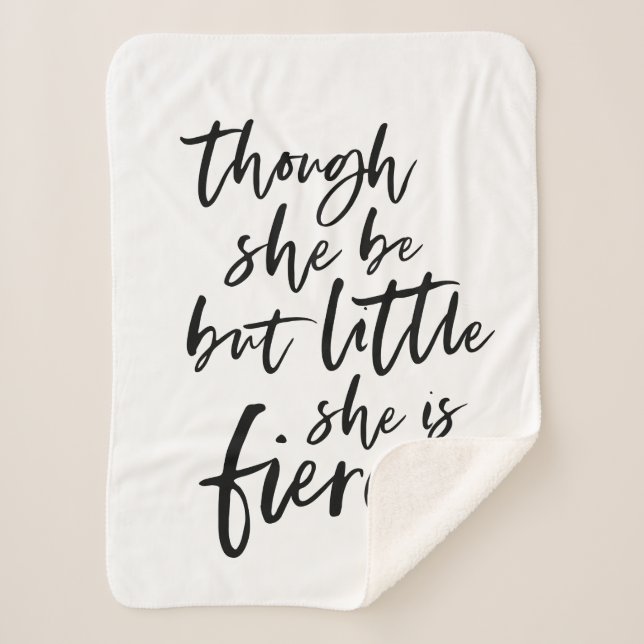 Brush Script Little But Fierce William Shakespeare Sherpa Blanket (Front)