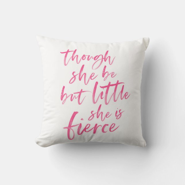 Brush Script Little But Fierce William Shakespeare Throw Pillow (Front)
