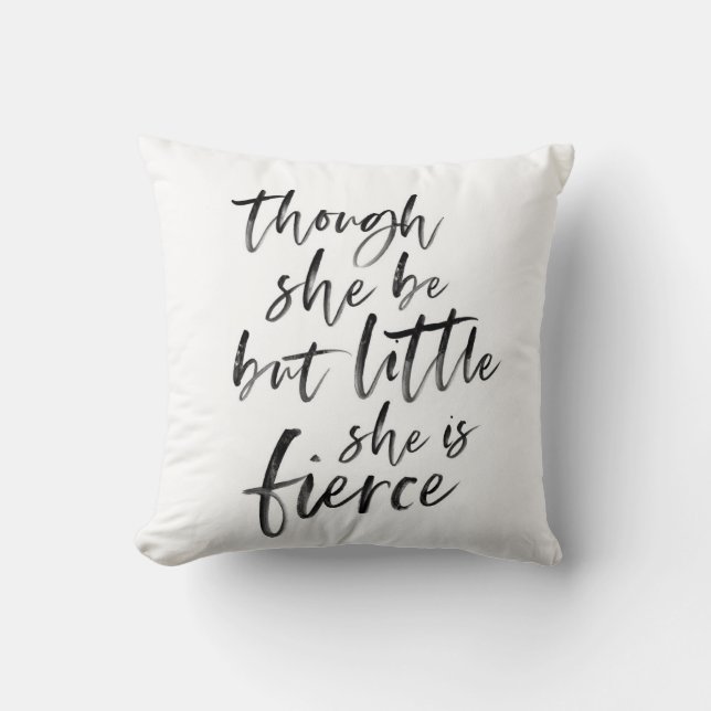 Brush Script Little But Fierce William Shakespeare Throw Pillow (Front)