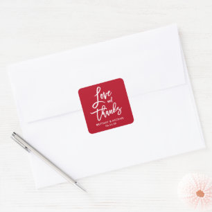 Brush Script Love Thanks Red Envelope Seals