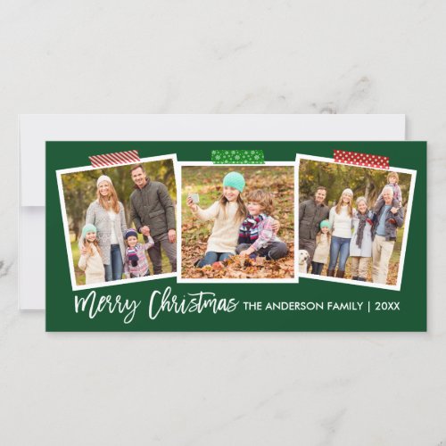 Brush Script Merry Christmas Craft Tape Green Wide Holiday Card