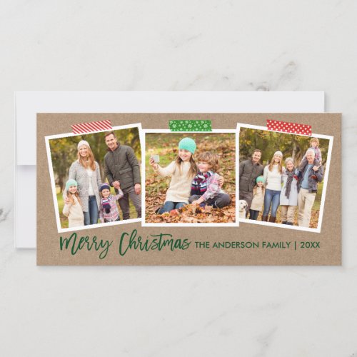 Brush Script Merry Christmas Craft Tape Kraft Wide Holiday Card