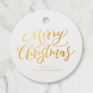 Brush Script Merry Christmas Holiday Gift Tag