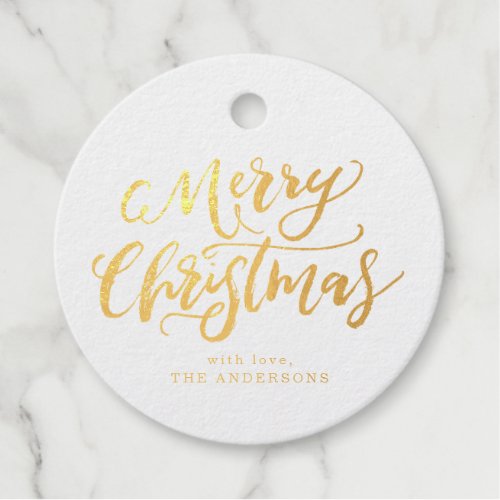 Brush Script Merry Christmas Holiday Gift Tag