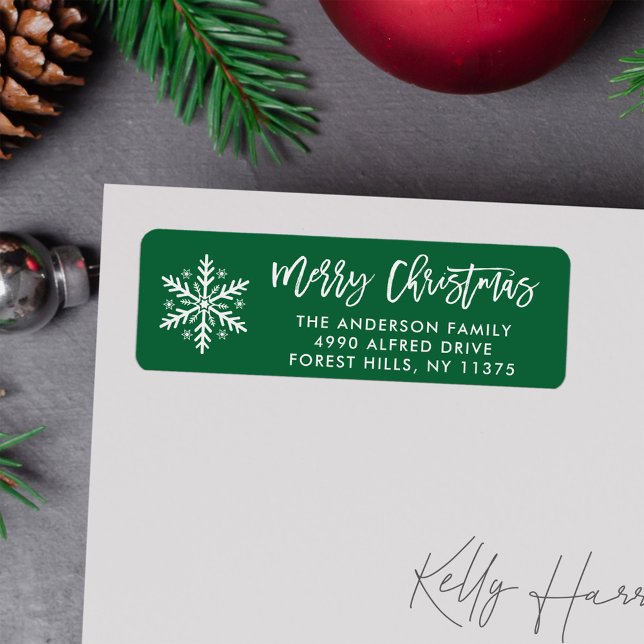 Brush Script Merry Christmas Script Return Address Label (Creator Uploaded)
