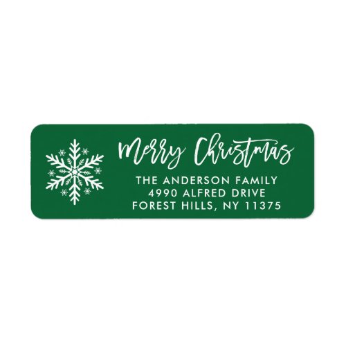 Brush Script Merry Christmas Script Return Address Label