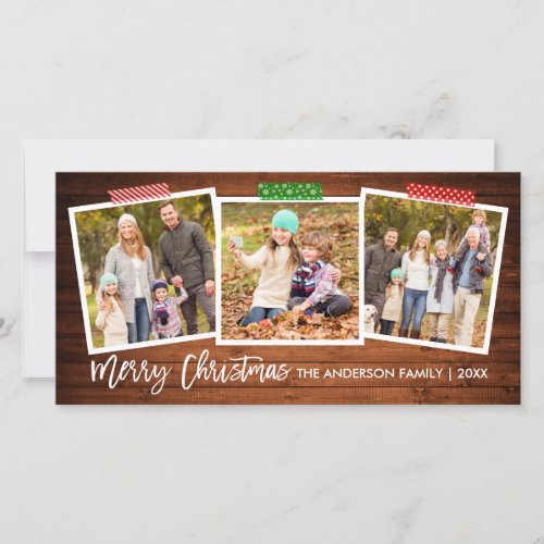 Brush Script Merry Christmas Wood Craft Tape Wide Holiday Card