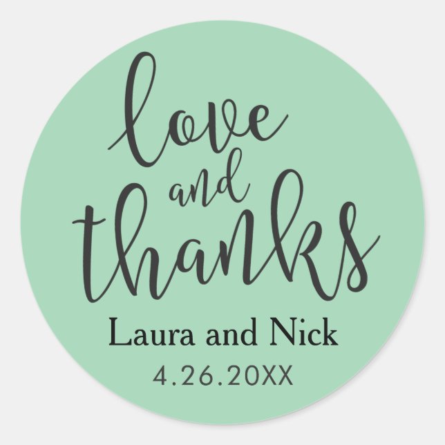 Brush Script Modern Casual Thank You Classic Round Sticker (Front)