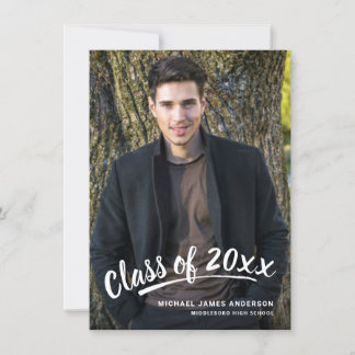 Brush Script Modern Graduation 2+Sided Party Photo Invitation