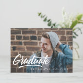 Brush Script Modern Graduation 2-sided Photo Party Invitation (Standing Front)