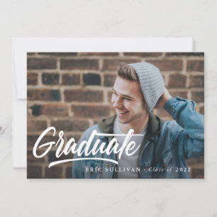 Brush Script Modern Graduation 2-sided Photo Party Invitation